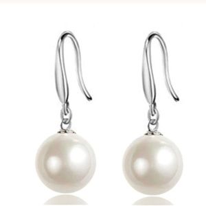 Simulated pearl dangle earrings